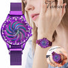Women Magnet Buckle Rotating Watch Luxury Ladies Stainless Steel Quartz Watch Clock Relogio Feminino eprolo