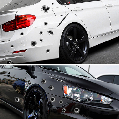 Car Side Stickers Funny Decal Car-covers Accessories Graphics Auto Motorcycle Decoration Sticker 3D Bullet Hole Car Styling eprolo
