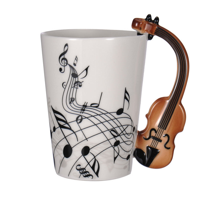 Guitar Ceramic Cup Personality Music Note Milk Juice Lemon Mug Coffee Tea Cup Home Office Drinkware Unique Gift eprolo