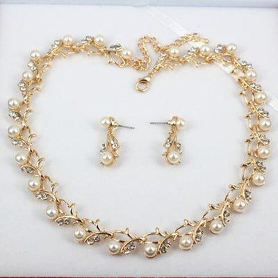 Pearl Wedding necklace earring jewelry set eprolo