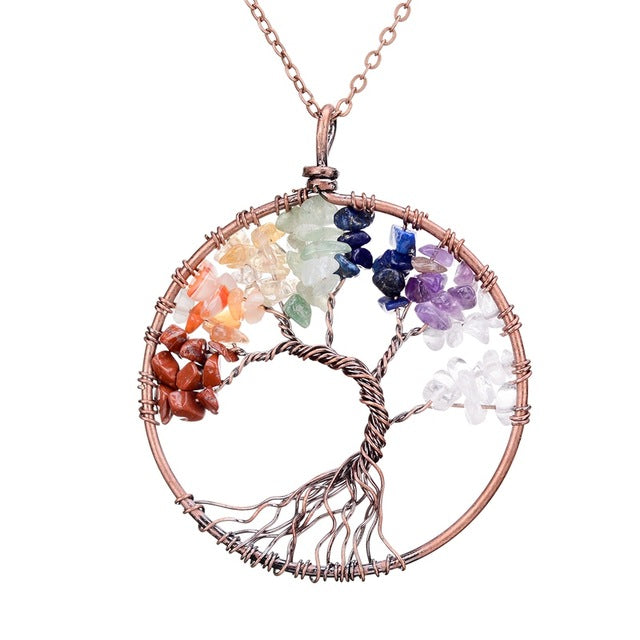 Crystal Natural Stone Tree Necklace eprolo