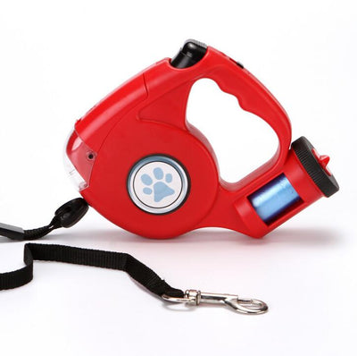 4.5M LED Flashlight Extendable Retractable Pet Dog Leash Lead with Garbage Bag eprolo