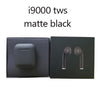 New i9000 tws matte black smart Bluetooth earphones with QI wireless charging 6D heavy bass black earbuds PKi200 i500 i10000 tws eprolo