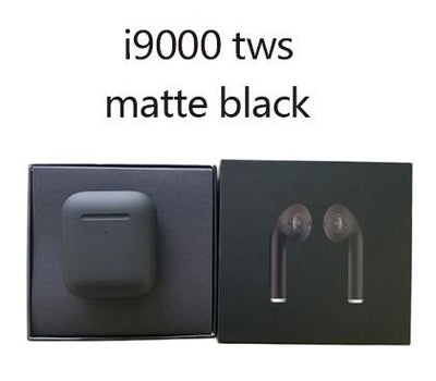 New i9000 tws matte black smart Bluetooth earphones with QI wireless charging 6D heavy bass black earbuds PKi200 i500 i10000 tws eprolo