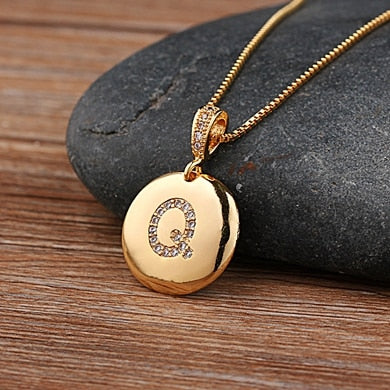 Letter Necklace Gold 26 Letters Charm Necklaces Pendants Copper CZ Jewelry Personalized Necklace eprolo