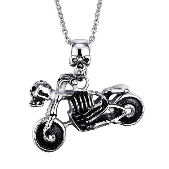 Gothic Biker Skull Motorcycle Necklace eprolo