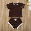 2020 Toddler Baby Boys Girls Summer Clothing Newborn Kids Baby Girls Ribbed Knitted Short Sleeve T-shirts+Shorts Tracksuits Sets eprolo