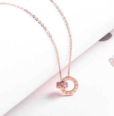 Couple Jewelry Austrian Crystal Love Necklace Luxury Brand Roman Numerical Necklace For Women Two Circle Pendant Clavicle eprolo