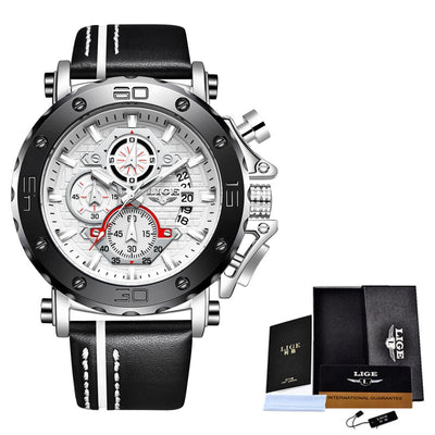 2020 LIGE New Mens Watches Top Brand Luxury Big Dial Military Quartz Watch Leather Waterproof Sport Wristwatch Relogio Masculino Getbrewtaps.com