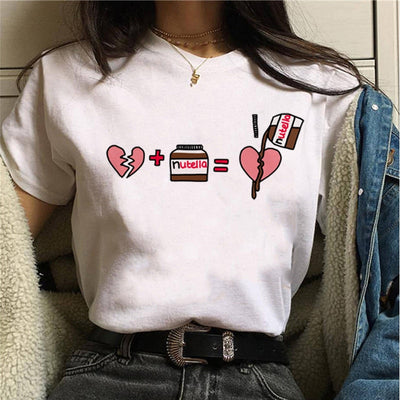 Nutella Kawaii Print T Shirt Women 90s Harajuku Ullzang Fashion T-shirt Graphic Cute Cartoon Tshirt Korean Style Top Tees Female Getbrewtaps.com
