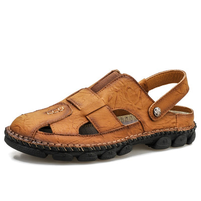 Genuine Leather Men Sandals Shoes Fretwork Breathable Fisherman Shoes Style Retro Gladiator Summer men Business Shoes eprolo