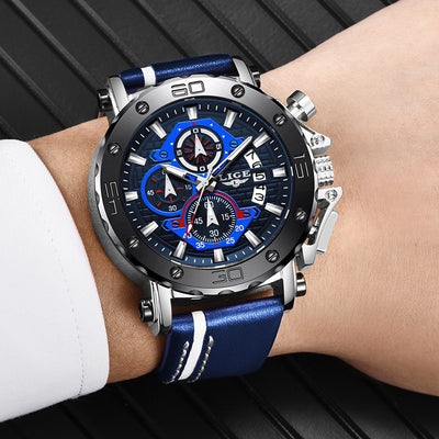 2020 LIGE New Mens Watches Top Brand Luxury Big Dial Military Quartz Watch Leather Waterproof Sport Wristwatch Relogio Masculino Getbrewtaps.com