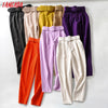 Tangada black suit pants woman high waist pants sashes pockets office ladies pants fashion middle aged pink yellow pants 6A22 Getbrewtaps.com