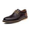 New Men Oxford Genuine PU Leather Dress Shoes Brogue Lace Up Flats Male Casual Shoes eprolo