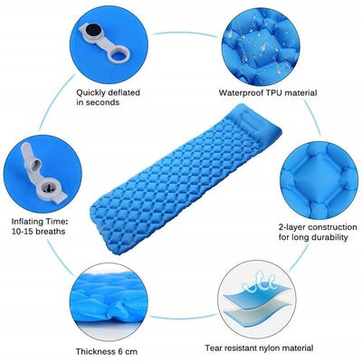 Outdoor mat camp inflatable sleeping mat self inflated mat Sleeping Pad Inflatable Air Cushion Camping with Pillow Air Mattress eprolo