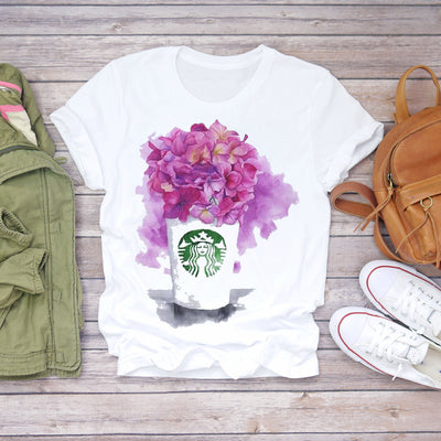 Women 2020 Summer Short Sleeve Floral Flower Fashion Lady T-shirts Top T Shirt Ladies Womens Graphic Female Tee T-Shirt Getbrewtaps.com