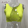 ArtSu Red Black White Metal Chain Sleeveless Crop Top Sexy Clubwear Women Adjustable Lace Up Hollow Out Tank Tops Tees Camisole Getbrewtaps.com