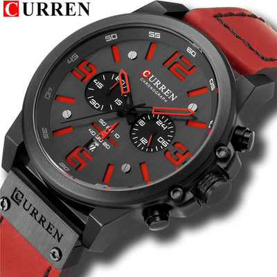 CURREN Mens Watches Top Luxury Brand Waterproof Sport Wrist Watch Chronograph Quartz Military Genuine Leather Relogio Masculino Getbrewtaps.com