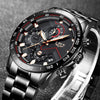 2020 LIGE Fashion Mens Watches Stainless Steel Top Brand Luxury Sport Chronograph Quartz Watch Men Black Watch Relogio Masculino Getbrewtaps.com