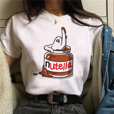 Nutella Kawaii Print T Shirt Women 90s Harajuku Ullzang Fashion T-shirt Graphic Cute Cartoon Tshirt Korean Style Top Tees Female Getbrewtaps.com