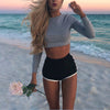 Hot Women Blend 2019 Summer Short Pants Contrast Binding Side Split Elastic Waist Patchwork Casual Beach Party Shorts Getbrewtaps.com