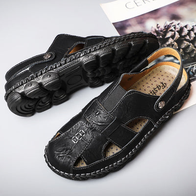 Genuine Leather Men Sandals Shoes Fretwork Breathable Fisherman Shoes Style Retro Gladiator Summer men Business Shoes eprolo