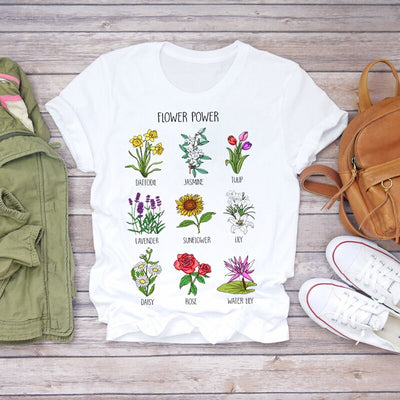 Women 2020 Summer Short Sleeve Floral Flower Fashion Lady T-shirts Top T Shirt Ladies Womens Graphic Female Tee T-Shirt Getbrewtaps.com