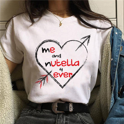 Nutella Kawaii Print T Shirt Women 90s Harajuku Ullzang Fashion T-shirt Graphic Cute Cartoon Tshirt Korean Style Top Tees Female Getbrewtaps.com