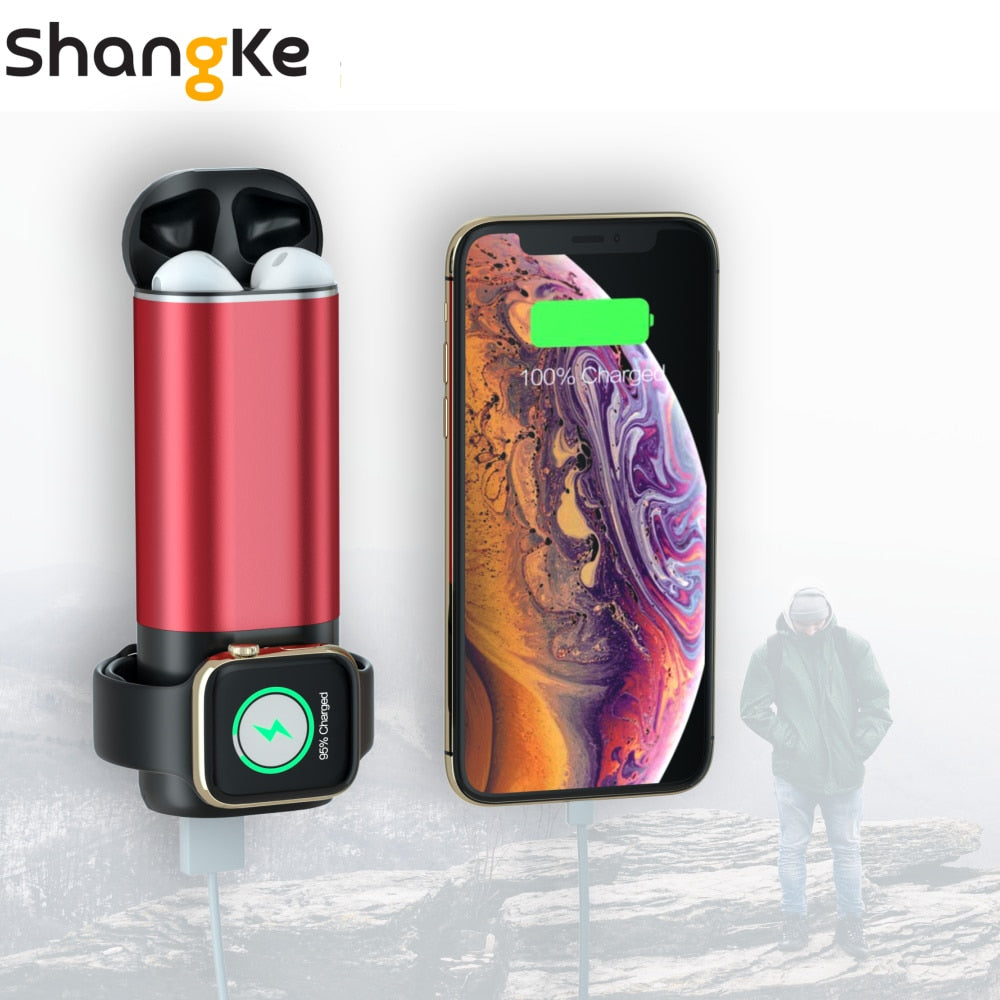 3 In1 Wireless Charger Power Bank 5200mAh Portable Mobile Phone Charger  Power Bank for iPhone AirPods Apple Watch Series 4/3/2/ eprolo