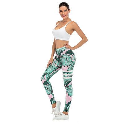 Brand Sexy Women Legging leaf Printing Fitness leggins Fashion Slim legins High Waist Leggings Woman Pants Getbrewtaps.com