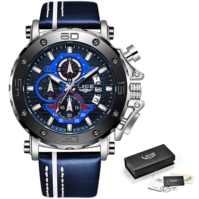 2020 LIGE New Mens Watches Top Brand Luxury Big Dial Military Quartz Watch Leather Waterproof Sport Wristwatch Relogio Masculino Getbrewtaps.com
