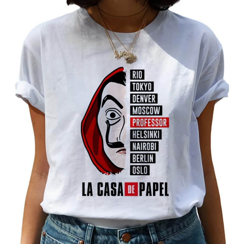 New Money Heist Harajuku T Shirts Women La Casa De Papel Hip Hop T-shirts Fashion House of Paper Tshirt Fashion Top Tees Female Getbrewtaps.com