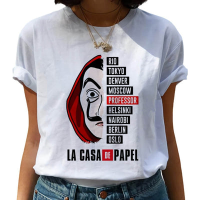 New Money Heist Harajuku T Shirts Women La Casa De Papel Hip Hop T-shirts Fashion House of Paper Tshirt Fashion Top Tees Female Getbrewtaps.com