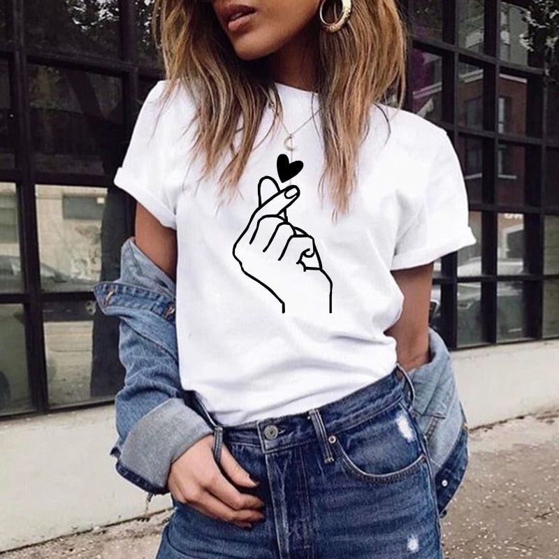 Women's t-shirt Harajuku love t shirt women feminina ladies Than heart ulzzang graphic t shirts women 2019 summer femme clothes Getbrewtaps.com