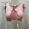 ArtSu Red Black White Metal Chain Sleeveless Crop Top Sexy Clubwear Women Adjustable Lace Up Hollow Out Tank Tops Tees Camisole Getbrewtaps.com