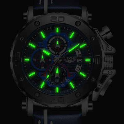 2020 LIGE New Mens Watches Top Brand Luxury Big Dial Military Quartz Watch Leather Waterproof Sport Wristwatch Relogio Masculino Getbrewtaps.com