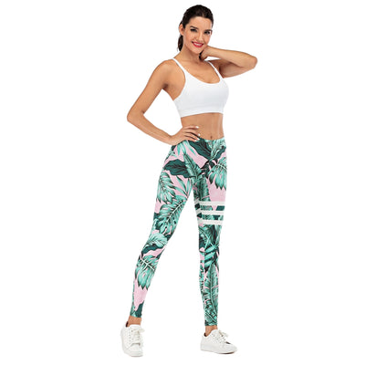 Brand Sexy Women Legging leaf Printing Fitness leggins Fashion Slim legins High Waist Leggings Woman Pants Getbrewtaps.com