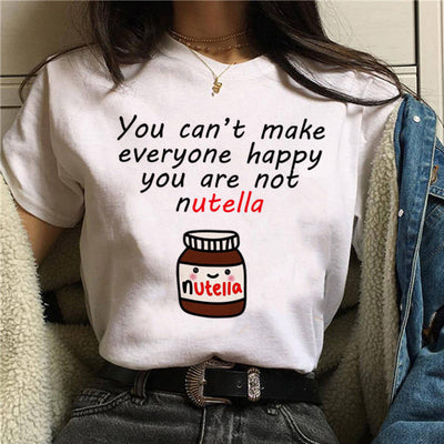 Nutella Kawaii Print T Shirt Women 90s Harajuku Ullzang Fashion T-shirt Graphic Cute Cartoon Tshirt Korean Style Top Tees Female Getbrewtaps.com