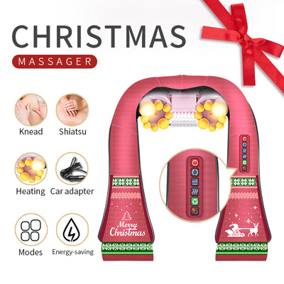 U Shape Electrical Shiatsu Back Neck Shoulder Body Massager Infrared Heated Kneading Car/Home Massager with gift box Getbrewtaps.com