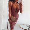 WannaThis Knee-Length Dress Knitted Elastic Sleeveless Bodycon elegant Women 2019 Summer Sexy V-Neck Button Party Slim Dresses Getbrewtaps.com