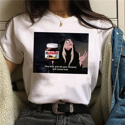 Nutella Kawaii Print T Shirt Women 90s Harajuku Ullzang Fashion T-shirt Graphic Cute Cartoon Tshirt Korean Style Top Tees Female Getbrewtaps.com