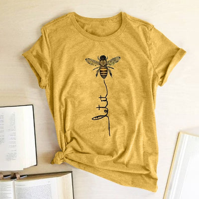 Hillbilly Women Bee Kind T-shirt Aesthetics Graphic Short Sleeve Cotton Polyester T Shirts Female Camisetas Verano Mujer 2020 Getbrewtaps.com