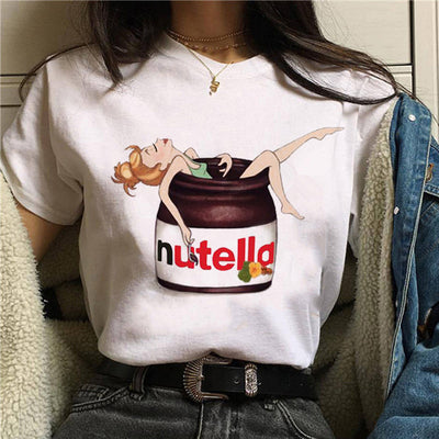 Nutella Kawaii Print T Shirt Women 90s Harajuku Ullzang Fashion T-shirt Graphic Cute Cartoon Tshirt Korean Style Top Tees Female Getbrewtaps.com