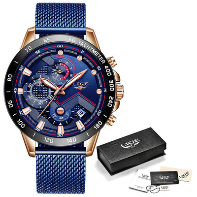 2020 LIGE Fashion Mens Watches Stainless Steel Top Brand Luxury Sport Chronograph Quartz Watch Men Black Watch Relogio Masculino Getbrewtaps.com