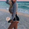 Hot Women Blend 2019 Summer Short Pants Contrast Binding Side Split Elastic Waist Patchwork Casual Beach Party Shorts Getbrewtaps.com