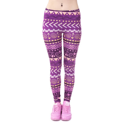 Brands Women Fashion Legging Aztec Round Ombre Printing leggins Slim High Waist  Leggings Woman Pants Getbrewtaps.com