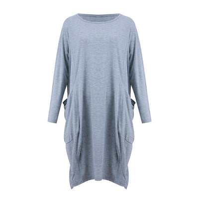 Women Casual Loose Dress with Pocket Ladies Fashion O Neck Long Tops Female T Shirt Dress Streetwear Plus Size 5XL vestidos Getbrewtaps.com