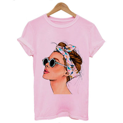 Plus Size Women Summer Vogue Print Lady Casual T-shirt Tops Harajuku Streetwear Short Sleeve O-Neck Tops Tees Camisetas Mujer Getbrewtaps.com