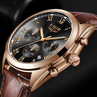 2020 LIGE Mens Watches Top Brand Luxury Waterproof 24 Hour Date Quartz Clock  Male Leather Sport Wrist Watch Relogio Masculino Getbrewtaps.com