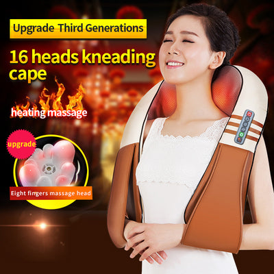 U Shape Electrical Shiatsu Back Neck Shoulder Body Massager Infrared Heated Kneading Car/Home Massager with gift box Getbrewtaps.com